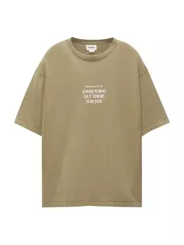 Футболка Pull&Bear, темно-бежевый