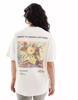Футболка Pull&Bear Van Gogh в цвете экрю