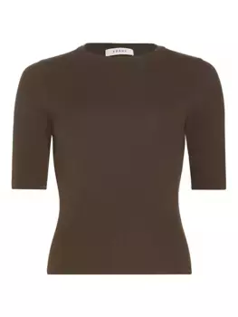 Футболка-пуловер рельефной вязки с короткими рукавами Frame, цвет espresso