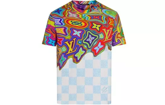 Футболка-пуловер с коротким рукавом и круглым вырезом, SS21 Monogram Dissolved Printed Louis Vuitton, цвет Multicolor