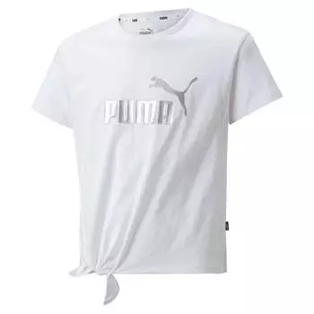 Футболка PUMA Big Kids' Girls' Essentials+ с узлом и логотипом, белый