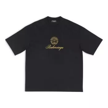 Футболка qixi crest t-shirt medium fit 'black' Balenciaga, черный