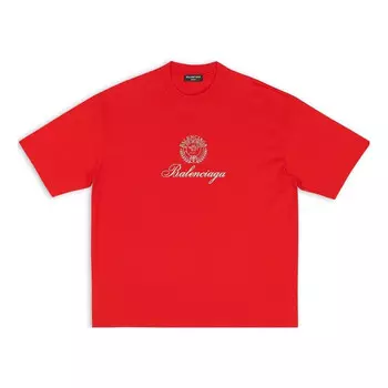 Футболка qixi crest t-shirt medium fit 'red' Balenciaga, красный