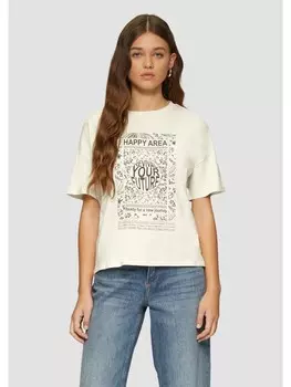 Футболка QS T-Shirt kurzarm, кремовый