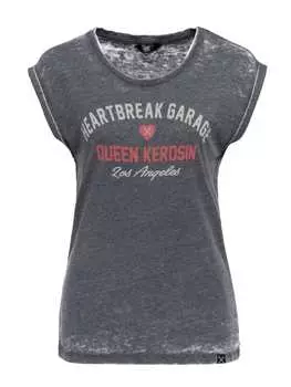Футболка Queen Kerosin Enzym Wash T-Shirt Heartbreak Garage, черный