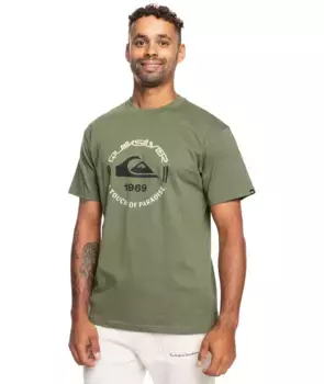 ФУТБОЛКА Quiksilver "КРУГЛЫЙ ЛОГОТИП С КОРОТКИМ РУКАВОМ", цвет Four Leaf Cl