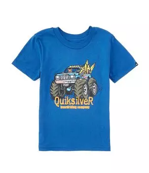 Футболка Quiksilver Little Boys 2T-7 с короткими рукавами All Terrain KTO, синий
