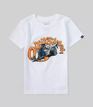 Футболка Quiksilver Little Boys 2T-7 с короткими рукавами QS Dragster KTO, белый