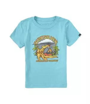 Футболка Quiksilver Little Boys 2T-7 с короткими рукавами Barking Tiger KTO, синий