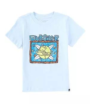 Футболка Quiksilver Little Boys 2T-7 с короткими рукавами Surf The Earth, синий