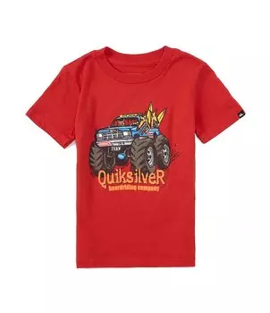 Футболка Quiksilver Little Boys 2T-7 с короткими рукавами All Terrain KTO, красный