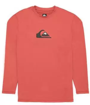 Футболка Quiksilver с длинными рукавами и полосками UPF, красный
