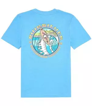 Футболка Quiksilver с короткими рукавами и кнопками сзади для мальчиков 8–20 лет, синий
