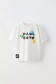 Футболка raised fall guys ZARA, белый
