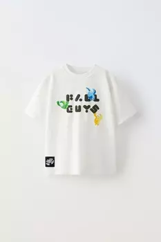 Футболка raised fall guys ZARA, белый