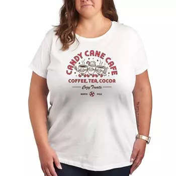Футболка размера плюс Candy Cane Caf Holiday с графическим рисунком Licensed Character, белый