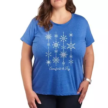 Футболка размера плюс Comfort & Joy Snow с рождественским рисунком Licensed Character, цвет Heather Royal Blue