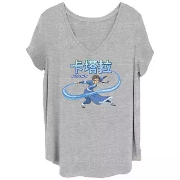 Футболка размера плюс для юниоров Nickelodeon Avatar: The Last Airbender Katara Fight Mode с графическим изображением Nickelodeon