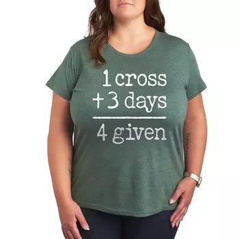 Футболка размера плюс One Cross Three Days с графическим рисунком Licensed Character, цвет Heather Green