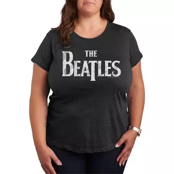 Футболка размера плюс с графическим логотипом The Beatles Licensed Character, цвет Heather Charcoal