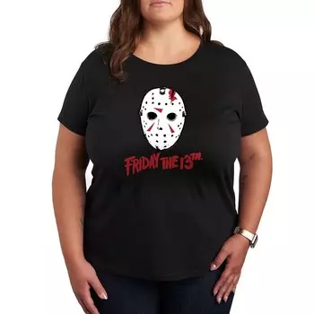 Футболка размера плюс с маской и логотипом Friday The 13th Licensed Character, черный