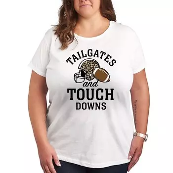 Футболка размера плюс с рисунком Touchdowns Tailgates Licensed Character, белый