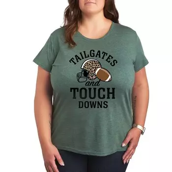 Футболка размера плюс с рисунком Touchdowns Tailgates Licensed Character, цвет Heather Green