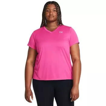 Футболка размера плюс Under Armour Tech с V-образным вырезом и короткими рукавами, розовый