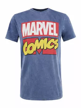 Футболка Re:Covered T-Shirt Marvel Comics Classic Retro Logo, синий