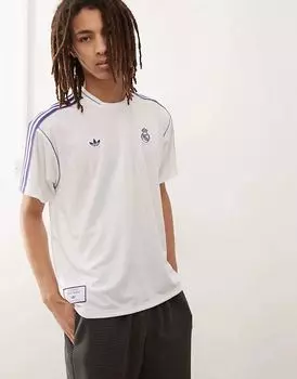 Футболка Real Madrid Terrace Icons (гендерно-нейтральная) белого цвета adidas Originals