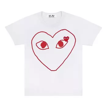 Футболка red emblem heart sketch tee 'white' Comme Des Garcons Play, белый