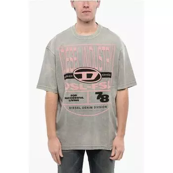 Футболка RED TAG Cotton с круглым вырезом T-WASH-N1 и тисненым логотипом Diesel, Gray