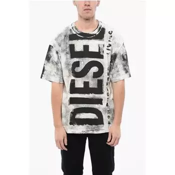 Футболка RED TAG Cotton T-BOXT-BISC с круглым вырезом и фронтальной отделкой Diesel, Bicolor