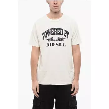 Футболка RED TAG Cotton T-RUST с круглым вырезом и бархатной отделкой Diesel, White