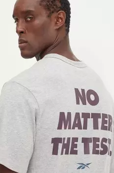 Футболка Reebok из хлопка, серый