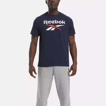 Футболка Reebok с большим логотипом, темно-синий