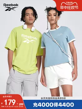 Футболка Reebok с логотипом, салатовый / голубой