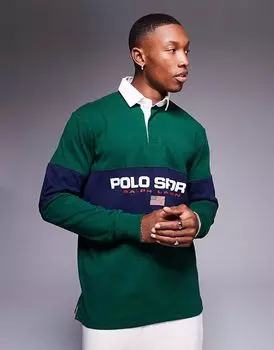 Футболка-регби Polo Ralph Lauren Sport Capsule с логотипом зеленого цвета