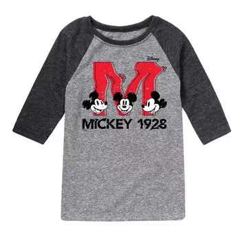 Футболка реглан 1928 года с рисунком Микки Мауса Disney для мальчиков 8–20 лет Licensed Character
