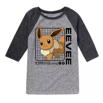 Футболка реглан для мальчиков 8–20 лет с изображением Pokemon Eevee Stats Licensed Character
