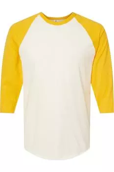 Футболка-реглан из тонкого джерси Tultex Unisex, цвет vintage white/ mellow yellow
