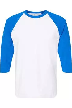 Футболка-реглан из тонкого джерси Tultex Unisex, цвет white/ royal