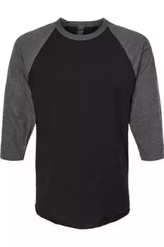 Футболка-реглан из тонкого джерси Tultex Unisex, цвет black/ heather charcoal