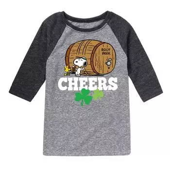 Футболка реглан Peanuts "Cheers" для мальчиков 8–20 лет Root Beer с рисунком Святого Патрика Licensed Character, серый