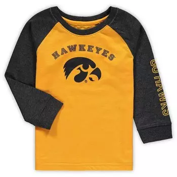 Футболка реглан с длинными рукавами для малышей Colosseum Heathered Gold Iowa Hawkeyes, цвет Iwa Gold