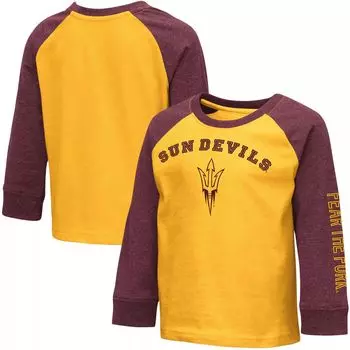 Футболка реглан с длинными рукавами для малышей Colosseum Heathered Gold Arizona State Sun Devils Colosseum