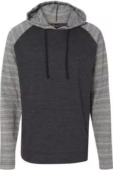 Футболка реглан с капюшоном Burnside Yarn-Dyed, цвет heather charcoal/ charcoal stripe