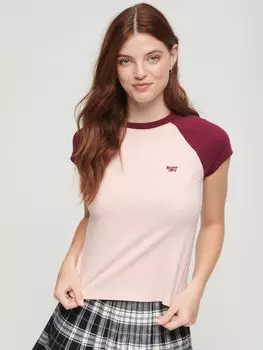 Футболка реглан с логотипом Essential из органического хлопка Superdry, клубничный/фиолетовый
