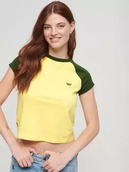 Футболка реглан с логотипом Essential из органического хлопка Superdry, лимонный/зеленый