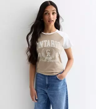 Футболка реглан с рисунком Camel Ontario для девочек New Look, песочный